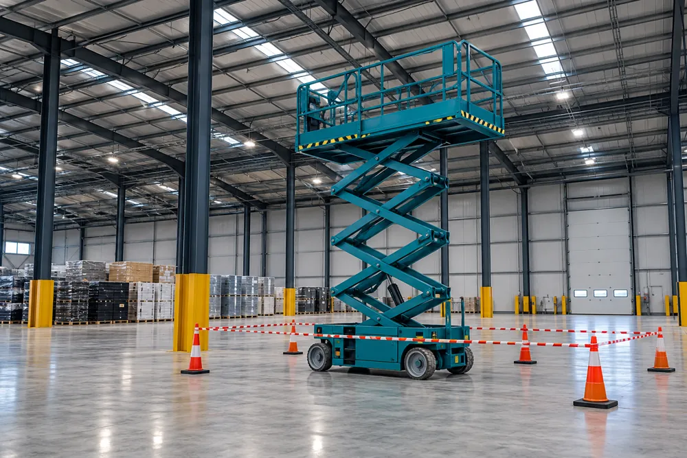 Scissor Lift Hire equipment in a commercial setting
